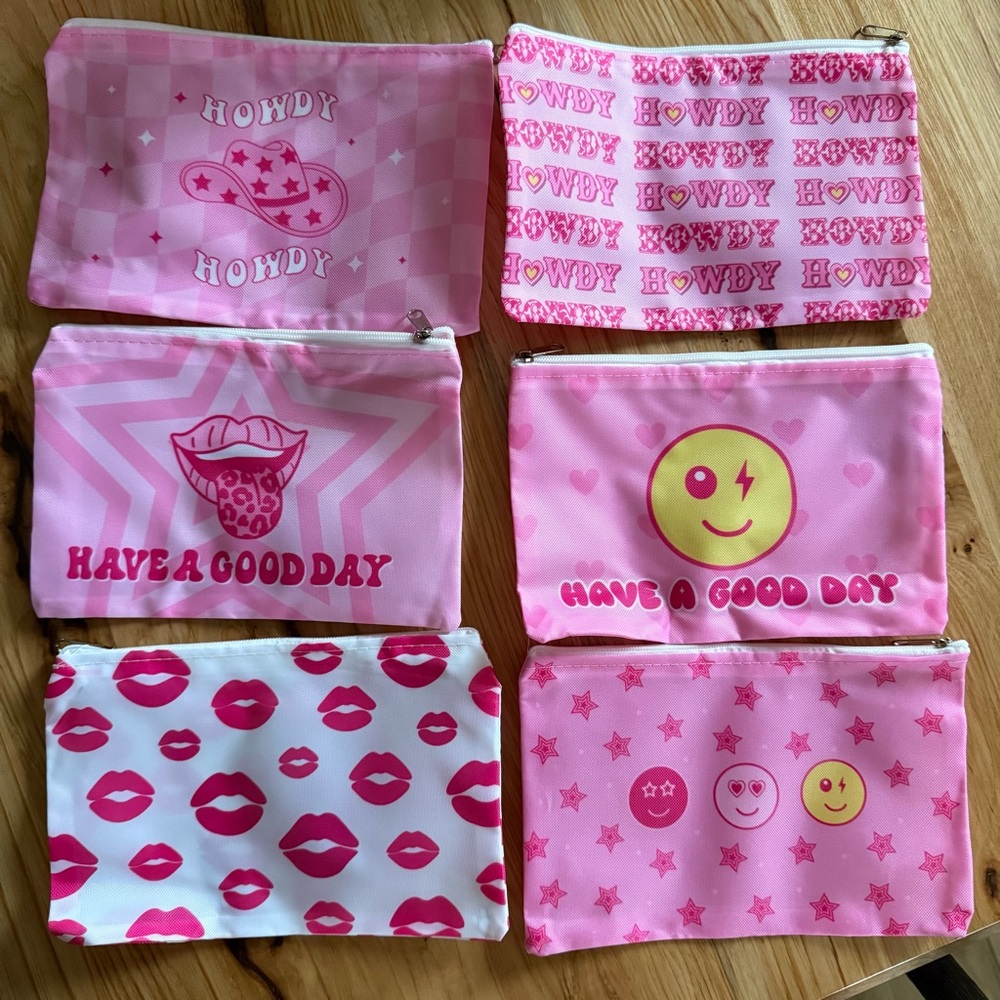 6 Cosmetic Makeup Bag Set Howdy Cowgirl Vibe